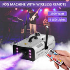 Fog Machine 1500W with 6 LED Lights and Wireless Remote Control, Professional Smoke Machine for DJ Halloween Party Wedding Christmas
