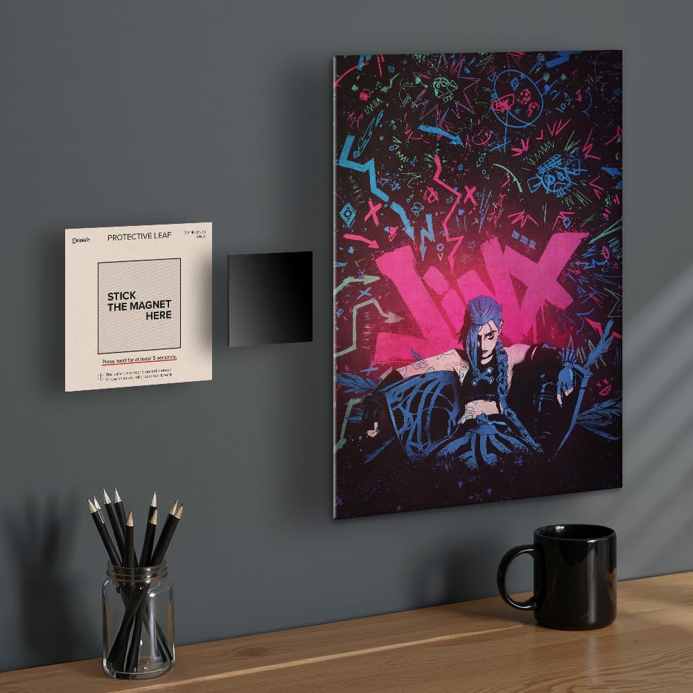 Displate Magnetic Wall Mount Kit for Hanging Pictures, 3-Pack Peel & Stick Wall Magnets with Safe Removable Adhesive Leaf - No Drill, Damage-Free Magnets for Wall Art, Metal Posters & Prints