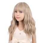 PATTNIUM Blonde Wig Short for Kids Girls Wavy Wig with Bangs Child Flaxen Blonde Wigs Synthetic Cosplay Halloween Party Costume Wigs (Flaxen Blonde)