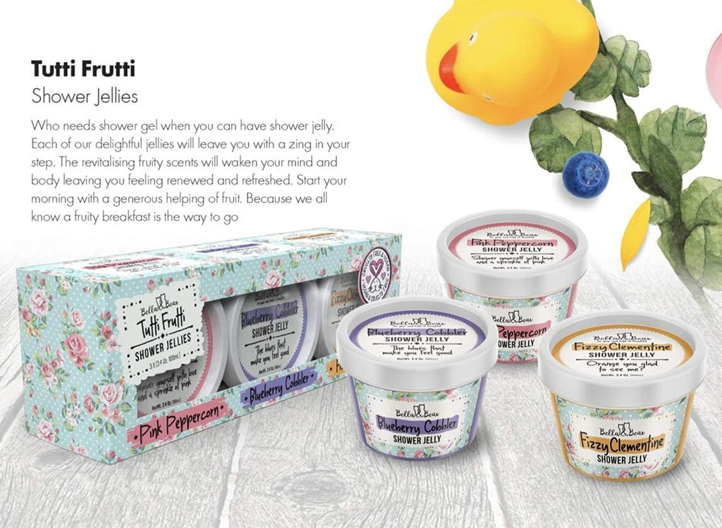 Bella & Bear Tutti Frutti Shower Jellies, Cute Gifts for Teenage Girls and Tweens, Pack of 3 x 3oz