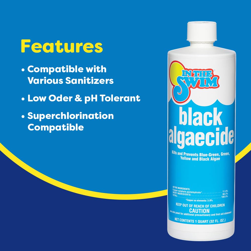 In The Swim Black Algaecide – Eradicates Black Algae in Swimming Pools - Copper Sulfate Pentahydrate - 1 Quart - 2 Pack