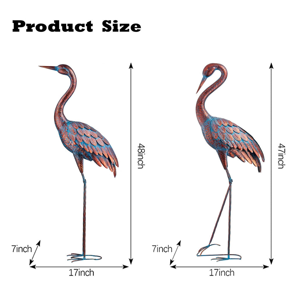 Kircust Outdoor Garden Patina Crane Statues Metal Heron Decoy Decor 48 Inch