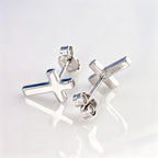 HANFLY 925 Sterling Silver Cross Stud Earrings Fashion Earrings