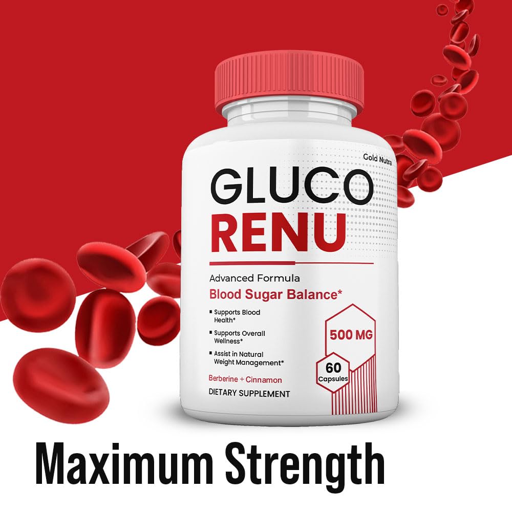 Gold Nutra GlucoRenu Capsules, GlucoRenu Pills, Maximum Strength All Natural Vitamin Supplement Formula, 60 Capsules per Bottle (3 Pack)