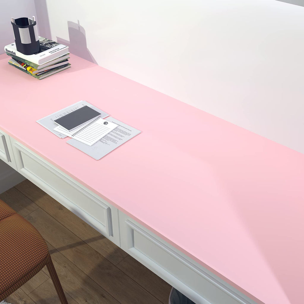 Decotalk Pink Wall Paper Peel and Stick SolidPink Contact Paper for Cabinets 12x400 Inch Pink Wallpaper for Bedroom Girls Room Solid Color Wallpaper Removable Cabinet Vinyl Wrap, Self Adhesive