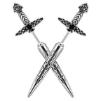 Hisatan Sword Earrings for Men Women, Stainless Steel Gothic Dagger Celtic Knot Irish Studs Earrings, Cool Punk Hip Pop Cubic Zirconia Dangle Goth Screw Spike Earring Jewelry