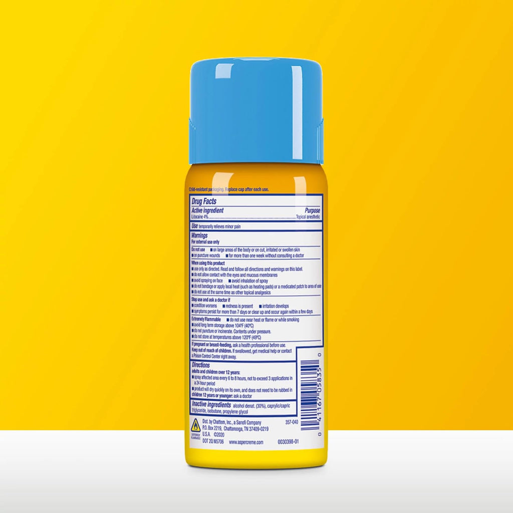 Aspercreme Lidocaine Dry Spray Soothes Aggravated Nerves, Numbing Topical Pain Relief Spray with Max-Strength 4% Lidocaine Sprays at Any Angle, 4 Oz., 2 pk