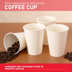 VPACKDUO 12 oz 300 Pack Paper Coffee Cups, Hot Paper Cups, Thickened Leak-Free White Disposable Coffee Cups for Hot and Cold Drinks
