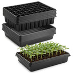 RooTrimmer 5 Pack Seedling Starter Trays No Holes and 5 Pack 54 Cell Seed Starter Trays Extra Deep 2.8" - Heavy Duty Plastic Nursery Trays for Seed Germination & Plant Propagation (5 Sets)