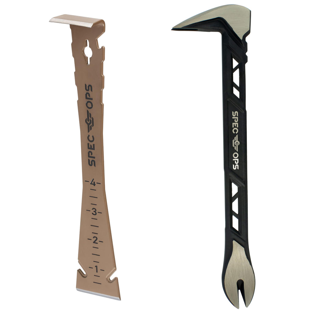 Spec Ops Tools Trim Bar, Pry Bar for Carpentry & Nail Pulling, High-Carbon Spring Steel, Beveled Edges, 9.5" Multi Pack
