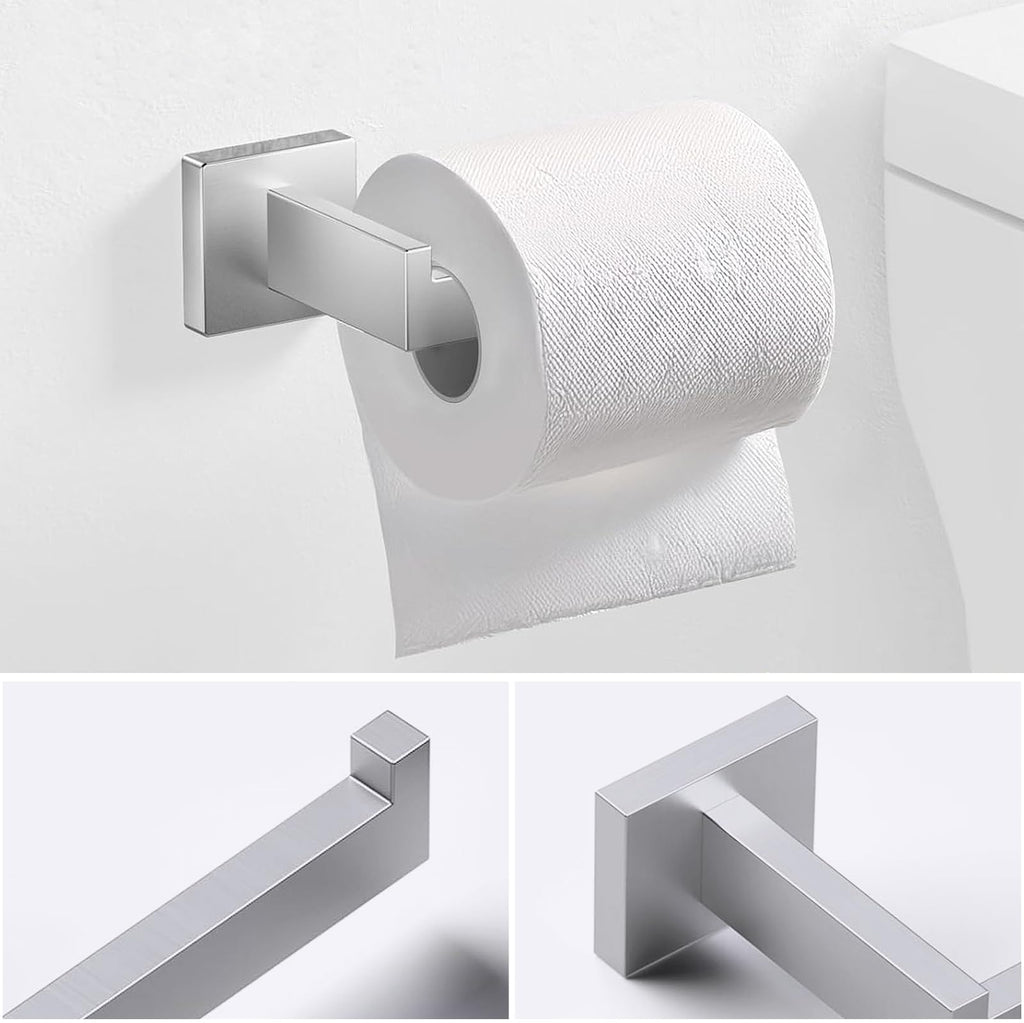 JOPOFI 5 Piece Bathroom Towel Bar Set - SUS304 Stainless Steel Bath Towel Holder, 23.6 Inch Towel Racks for Bathroom Wall Mounted, Bathroom Hardware Accessories Set - Brushed Nickel