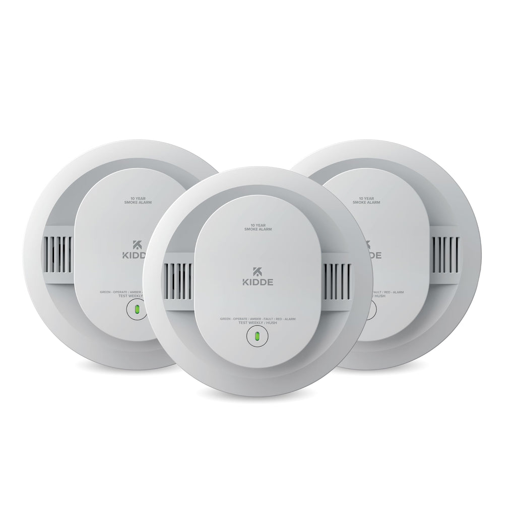 Kidde Smoke Detector, 10-Year Battery Powered, with LED Status Lights, 85 dB Alarm, 5-inches, 20SD10, 3 Pack