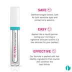fLASH Eyelash Serum for Long, Curled Natural Lashes - Enhances & Strengthens, Safe & Effective Formula for Contact Wearers & Sensitive Eyes, 3 Month Supply - 2mL (0.07 Fl Oz)