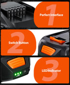 Upgraded 4.0Ah WA3525 20V Battery Replacement for WORX Battery 20V Power Share Max 20V Lithium-ion Battery Compatible with WORX 20V Battery WA3575 WA3520 WG151s WG891 Leaf Blower Tools Batteries