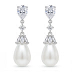 SWEETV Silver Pearl Drop Dangle Earrings for Women
