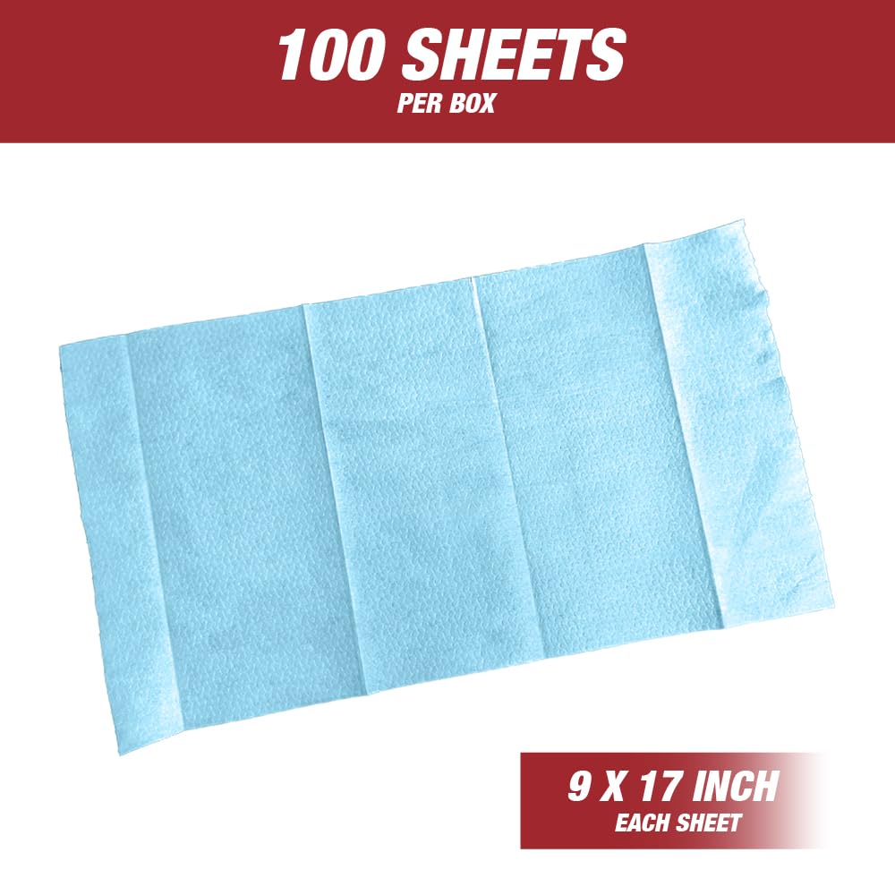 Prep Wipe Lint Free Cleaning Towels Pack of 100 Sheets 9" x 17" (BLUE)
