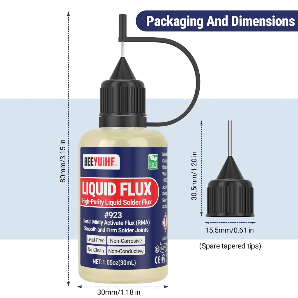 BEEYUIHF Liquid Solder Flux Dropper, Liquid Soldering Flux, No Clean Liquid Flux, Electrical Liquid Rosin Flux Solder, Liquid Flux Soldering Squeeze Bottle (30 mL/1.05Oz.)
