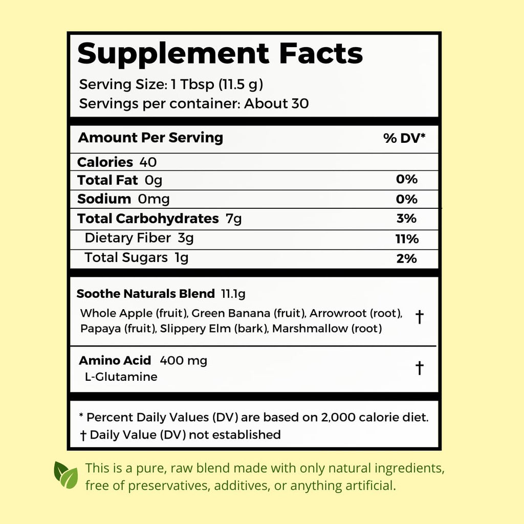 Stomach Soothe Soothe Naturals Acid Reflux Powder - L Glutamine for Gut Health, Acid Reflux Medicine, Leaky Gut Repair, Gut Lining Repair, Gut Health (30 Servings)