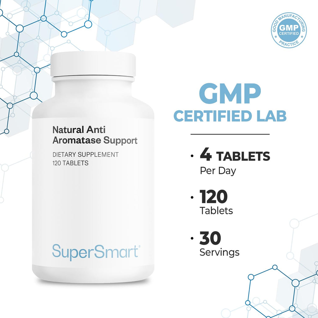 Supersmart - Natural Anti Aromatase Support (Advanced Formula) - with DIM, Genistein, Chrysin - Aromatase Inhibitor Supplement | Non-GMO & Gluten Free - 120 Tablets