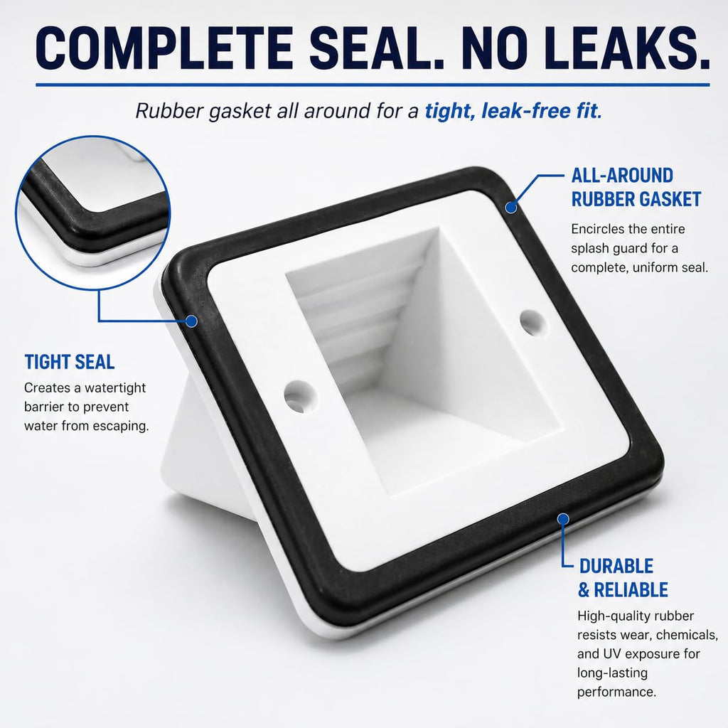 The Skimmie Splash Guard - Reduce Water Loss with Splash Guard for Swimming Pools - Easy to Install and Durable Replacement for Pool Overflow Drain Covers (Gray)