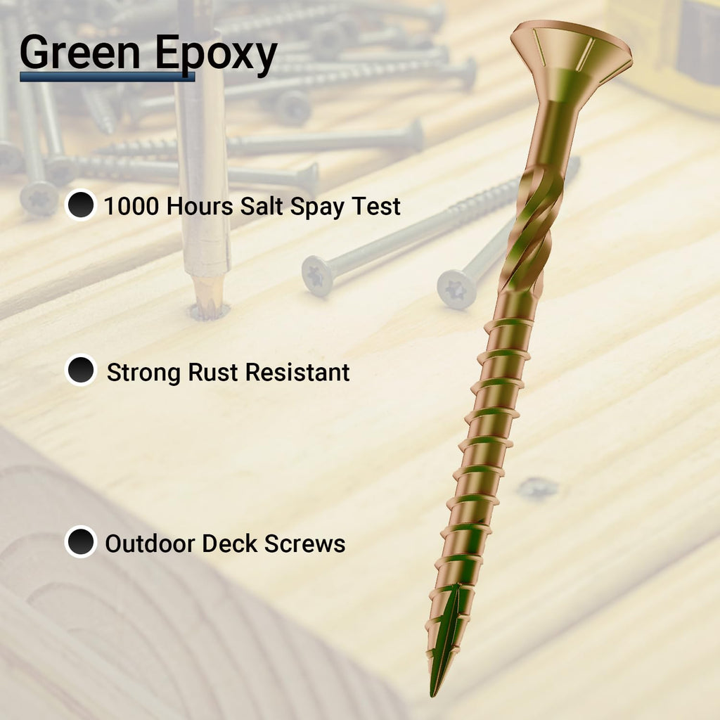 Deck Screws 3 Inch, #10 x 3'', Rust Resistant, Brown Epoxy Coated, Outdoor Screws, Torx/Star Drive, T25 Bit,5lb