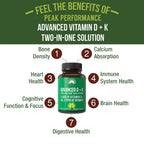 Peak Performance Advanced Vitamin D 5000 IU with All 3 Types of Vitamin K Vitamin D3 and Vitamin K2, K1, MK-7 (MK7), MK4 Supplement - 60 Small and Easy to Swallow Vegetable Pills