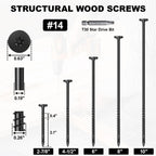 FMhotu #14 Heavy-Duty Wood Screws, Star Drive Deck Screws, Rust Resistant Timber Screws for Timber/Log/Landscaping Wood (2-7/8 Inch,250Pcs,Black)