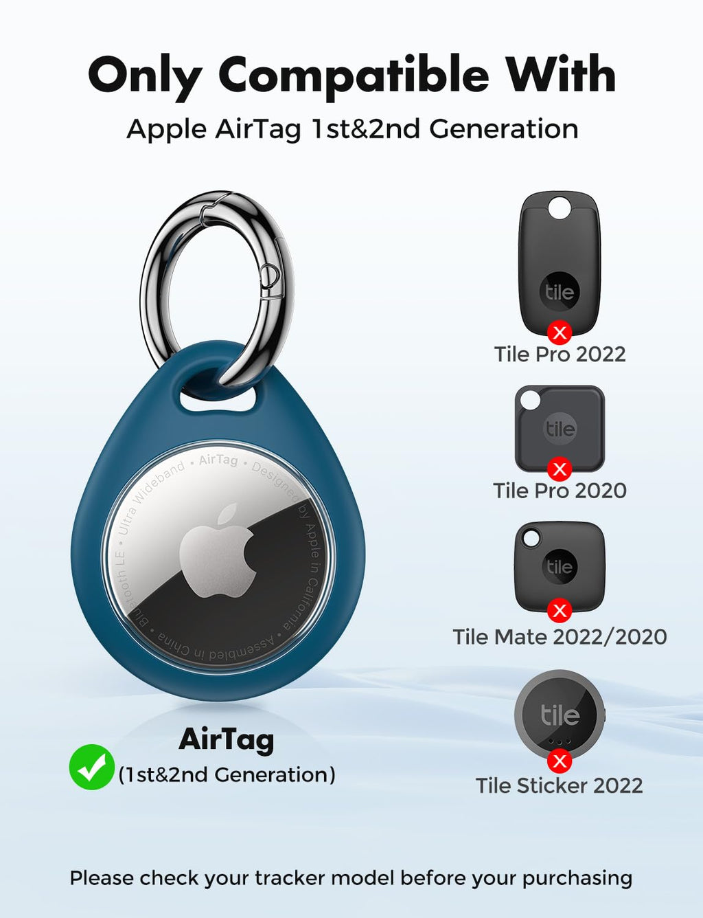 UNBREAKcable AirTag Holder for Apple - 4 Pack Air Tag Case with Keychain