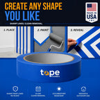 Made in USA Blue Painter’s Tape - 1 inch x 60 yds. (12 Pack) Thick & Wide Masking Tape for Safe Wall Painting, Building, Remodeling, Labeling, Edge Finishing