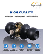 Lanwandeng 2 Pack Entry Door Knobs with Lock and Keys All Alike, Interior/Exterior Door Knob for Bedroom or Bathroom, Entrance Matte Black Door Locks