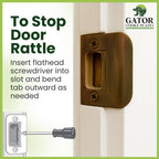 Gator Door Strike Plate with Screws, – 2-1/4" by 1-3/4" Universal Latch Restorer Alloy Steel Lock Hardware for Interior and Exterior Doors, Replacement Door Latch Plate | Antique Brass 4-Pack