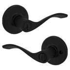 Kwikset Balboa Entry Door Handle with Lock and Key, Secure Keyed Reversible Lever Exterior, Doorlock, For Front Entrance and Bedrooms, Matte Black, Pick Resistant Smartkey Rekey Security
