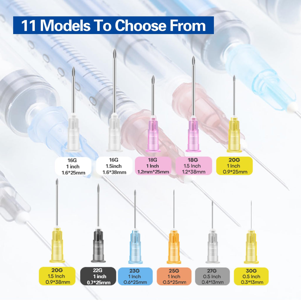100Pcs 27Ga 1 Inch Needle with Cap for Lab Supplies, Measuring and Industrial, Individually Packed Accessories