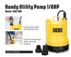 6699 1/6HP Portable Utility Pump Submersible Small Backup Sump Pump Draining Tool to Remove Water from Flooding House Basement Pool Tankless Heater Flushing Pump with 10-Foot Cord SUB 1100