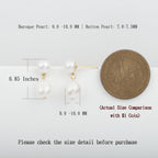 Freshwater Cultured White Baroque Pearl Dangling Drop Earrings for Women