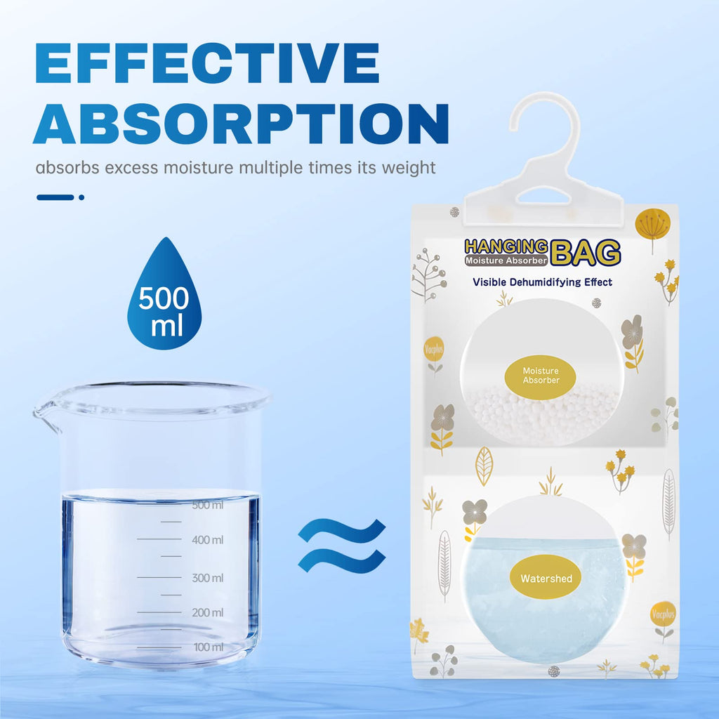 Vacplus Moisture Absorbers, Hanging Closet Dehumidifier Bags, Humidity Packs, Desiccant, Closet Dehumidifiers with Fragrance Free, 10 Pack, 9.8 OZ