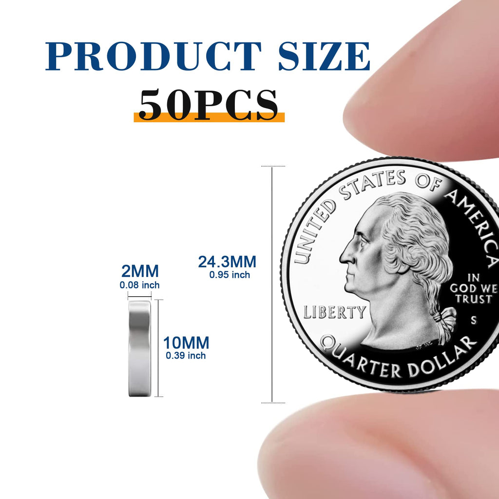 TRYMAG 10x2mm 50Pcs Small Round Disc Refrigerator Magnets