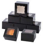 Bekoetoz 100Pcs Paper Cookie Boxes With Window Small Bakery Boxes 4x4x2.5 Inches Mini Cake Boxes For Pastries,Cupcakes,Desserts,Donuts,Chocolate Strawberries,Candy,Treat Boxes(4 * 4 * 2.5,Black)
