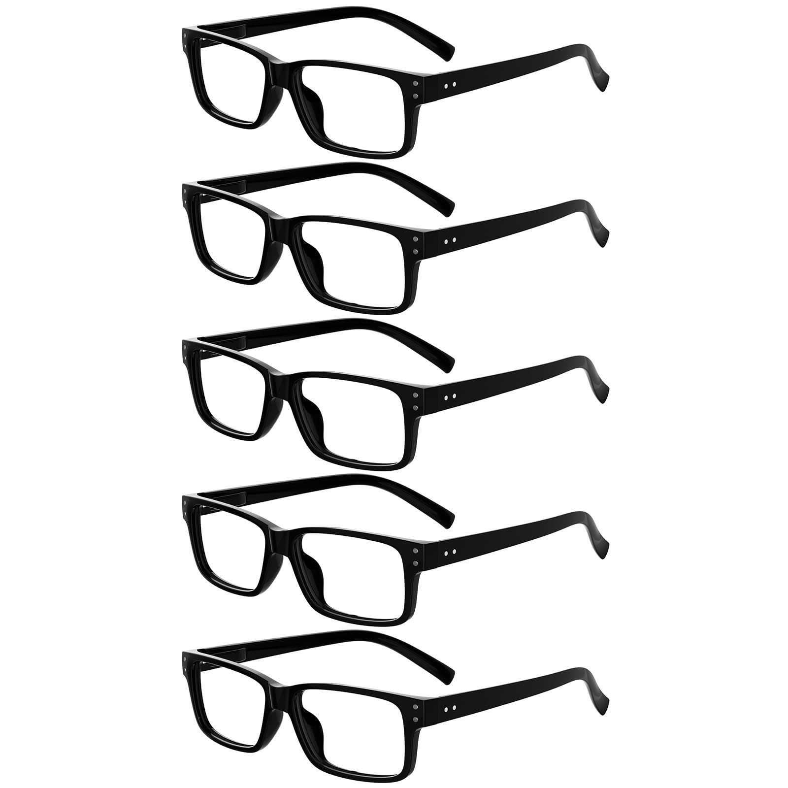 Eyekepper Vintage Reading Glasses for Men - 5 Pack Spring Hinges Classic Readers - Black Frame +1.50