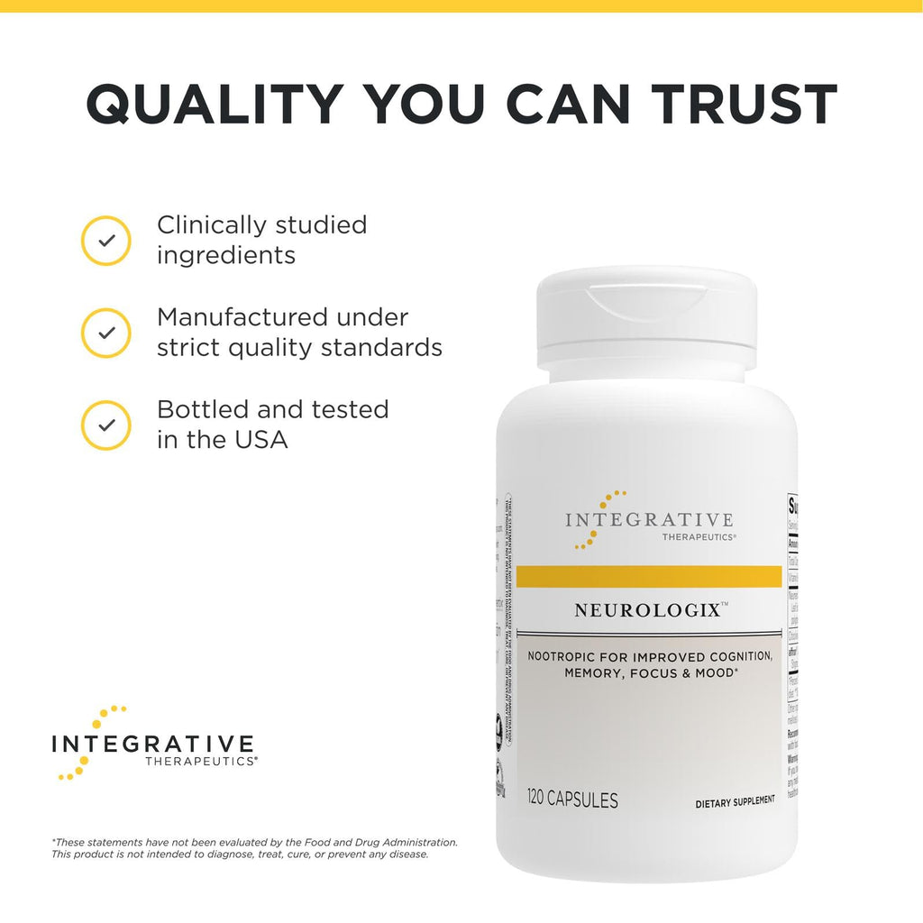 Integrative Therapeutics Neurologix - with Saffron and CDP-Choline - Nootropic Supplement for Brain Health*- Focus* - Memory Support* - Vegan, Gluten-Free & Dairy-Free - 120 Capsules (60 Servings)