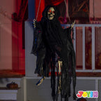 JOYIN 2 Pcs Halloween Hanging Swinging Ghosts Decorations Outdoor, Halloween Scary Decor with Lighted Up Eyes, Creepy Swinging Skeleton Flying Props for Yard Patio Lawn Garden