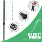 Hold 440 Lbs Walking Cane for Men & Women Aluminum Alloy Lightweight Height Adjustable Walking Stick Heavy Duty Foldbale Free Standing Cane with LED for Seniors Adults Black