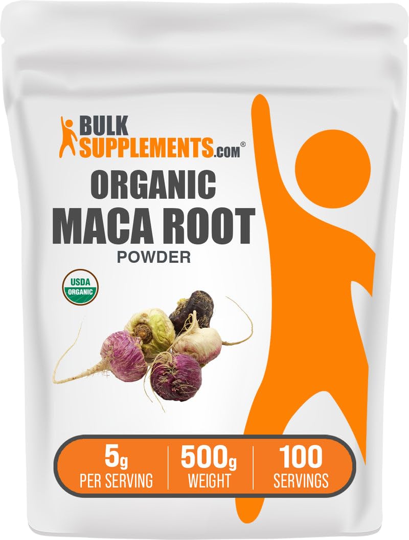 BulkSupplements.com Organic Maca Powder - Organic Maca Root Powder, Superfood Supplement - Gluten Free, 5g per Serving, 500g (1.1 lbs) (Pack of 1)