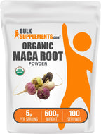 BulkSupplements.com Organic Maca Powder - Organic Maca Root Powder, Superfood Supplement - Gluten Free, 5g per Serving, 500g (1.1 lbs) (Pack of 1)