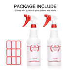 Plastic Spray Bottles 2 Pack, 32 Oz, Heavy Duty Sprayer, All-Purpose, Red