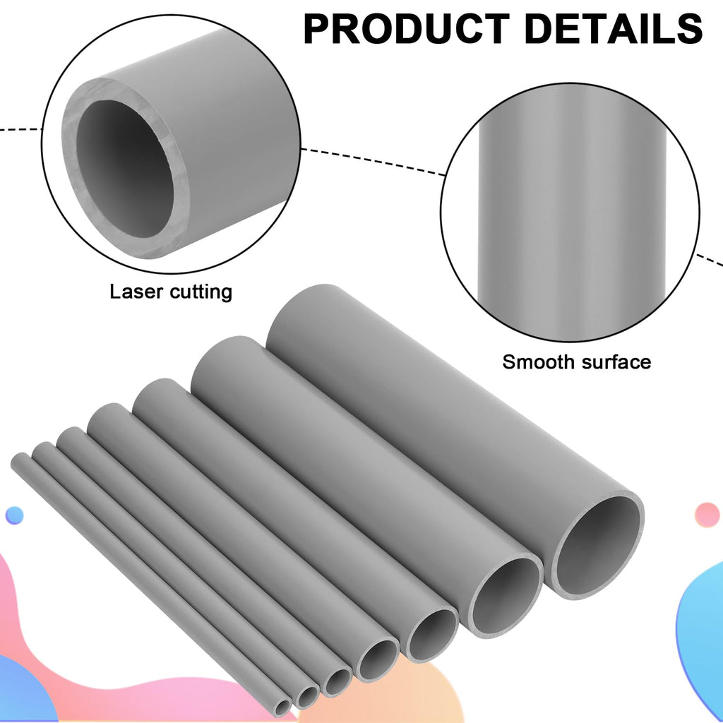 CKVIHAV 6Pcs 1 Inch Grey Electrical Conduit PVC Pipe 17" Long Sch40 PVC Rigid Tube Round Pipes Hardware Tubing for Home DIY Electrical Wiring Installation, Garden, Farm, Workshop,(1" x 17"L)