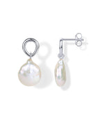 PAVOI 925 Sterling Silver Pearl Statement Wedding Drop Earrings, White Gold