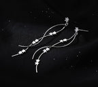 SLUYNZ Sterling Silver Star Dangle Earrings for Women Teens Girls Long Dangle Earrings Chain Curve Spiral Line Earrings Tassel (A-Silver)