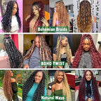 BATISI Water Wave Crochet Hair 6 Packs Curly Braiding Hair for Boho Braids Synthetic Bohemian Curly Crochet Hair Ombre Blonde 30 Inch