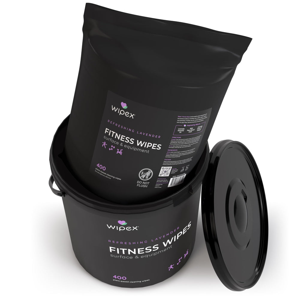 Wipex Gym Wipes Bucket Refill – EWG Verified, Plant-based Fitness Equipment Wipes, Lavender and Vinegar to Clean Surfaces, Safe Yoga Mat Cleaner, Gym & Peloton Bike Cleaner, 400 Count (Pack of 2)